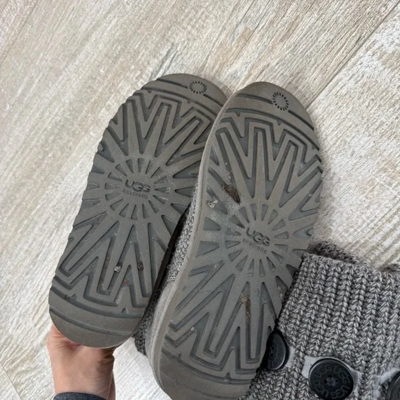 UGG Gray Knit Boots with Button Detail - Picture 10 of 10